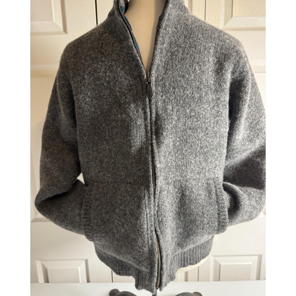 Men's Classic LL Bean Ragg Wool Sweater 100% Lambswool Flannel Plaid Lining Med - Picture 3 of 9